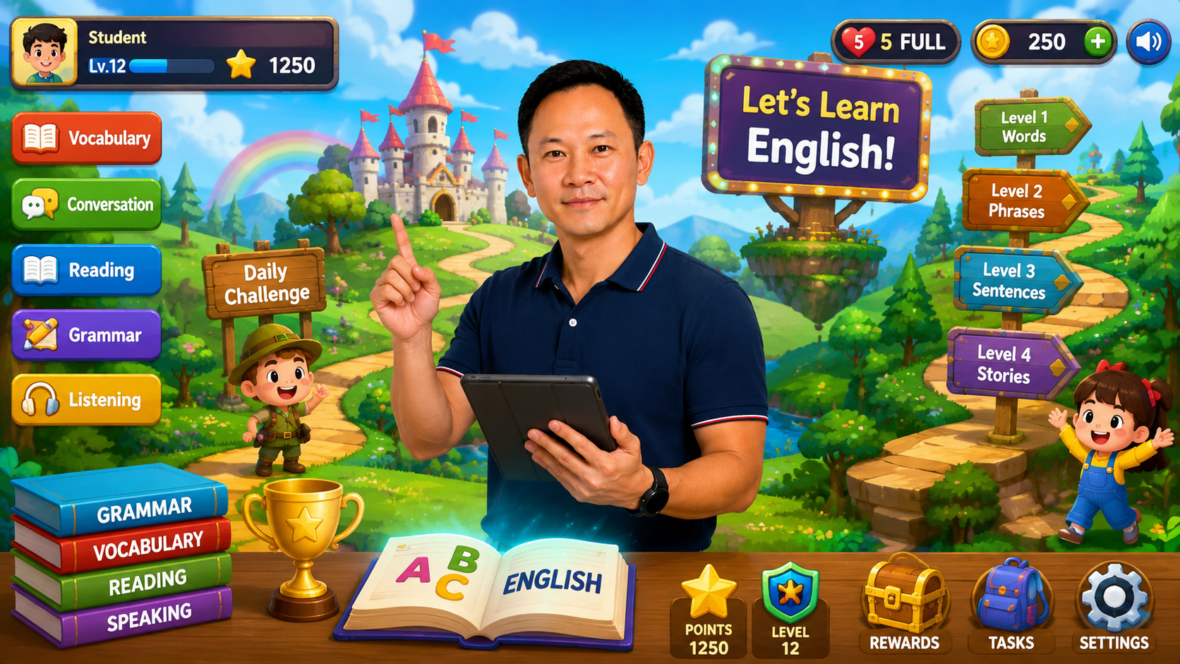 KruNop English learning game scene